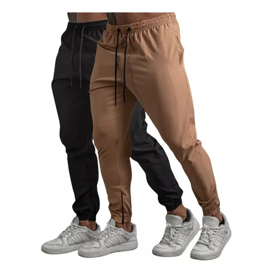 Calça Jogger Tactel Impulse Duas Unidades Preta / Caqui
