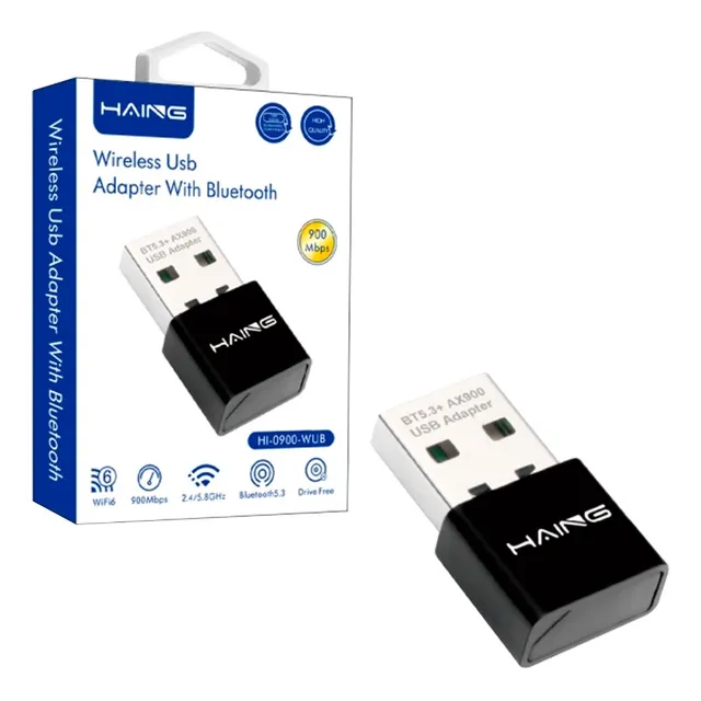 Adaptador Usb Bluetooth 5.3 + Wifi 6 2.4/5.8 Ghz 900mbps