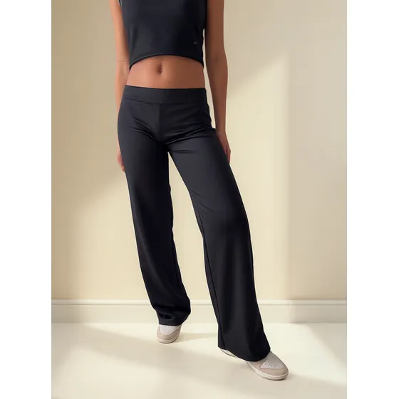 Pantalon Mujer Tipo Calza Tiro Bajo Oxford Con Elástico