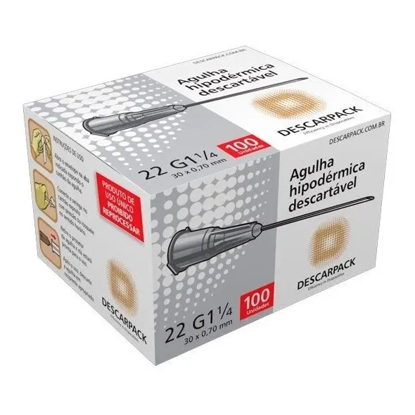Agulha HiPodérmica Descartável 30x70mm - Descarpack (100un)