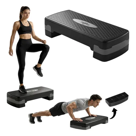 Step Banco De Aerobics Raganet Dp007 Ejercicio Con 2 Alturas Ajustables Color Negro