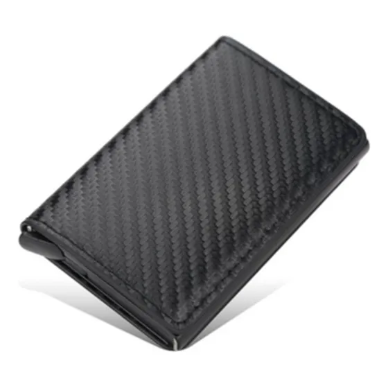 Billetera Minimalista Con Porta Tarjetas Protección Rfid Color Negro Diseño de la tela Liso