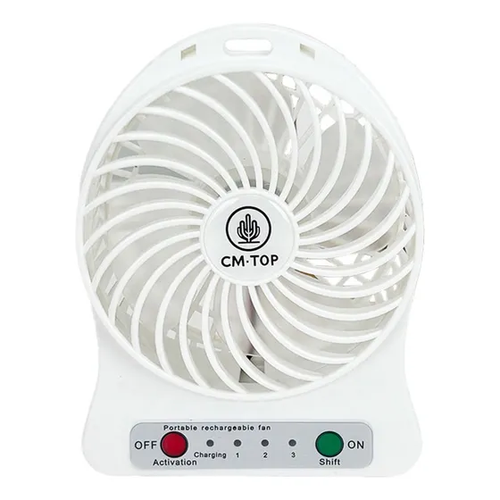 Ventilador Portatil De Mesa Usb Mini Con Luz Recargable Color Blanco