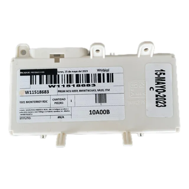 Tarjeta Lavadora Whirlpool Número W11518683 Carga Superior