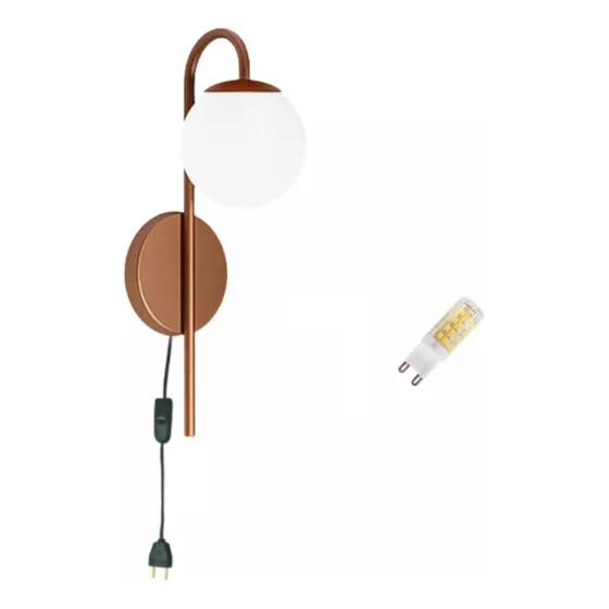 Arandela  Abajur Cobre C/ Interruptor Rabicho Plug + Lâmpada