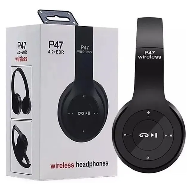 Auriculares Bluetooth Manos Libres Mp3 Micro Plegable P47 ® Color Negro