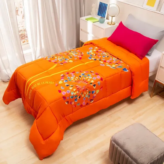 Acolchado Agatha Ruiz De La Prada 1 1/2 Digital Deseo Twin Color Naranja