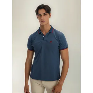 Polo Masculina Filete Duplo Polo Wear Azul Médio Polo Masculina Filete Duplo Polo Wear Azul Médio