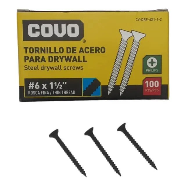 Tornillos De Drywall 6x1 1/2 Pulgadas Caja 100 Unidades