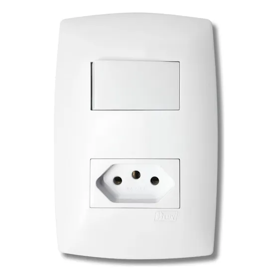Conjunto Tomada 10a + Interruptor Simples - Blux Linha Home