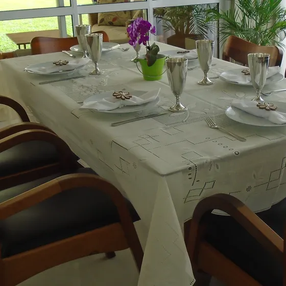 Toalha De Mesa De Fibra De Coco Retangular 6 Lugares 160x220