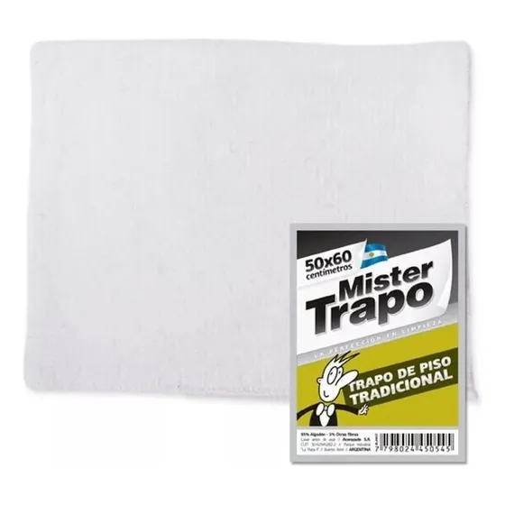 Trapo Piso Consorcio Blanco 60x68 Cm 100% Algodon Absorbente