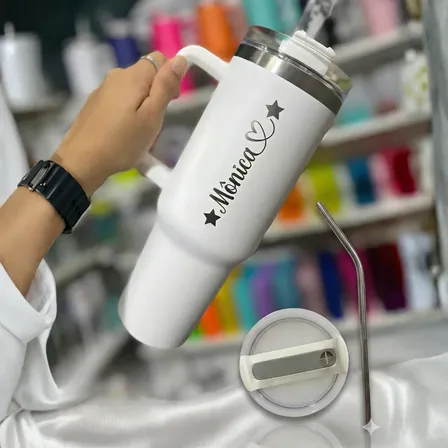 Copo Garrafa Térmico Cerveja C/ Canudo Personalizado 1200ml