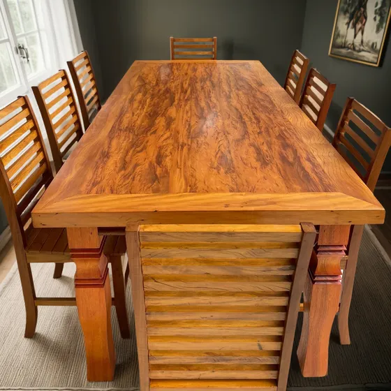 Conjunto Mesa De Jantar 2,5m X 1,0m C/ 8 Cadeiras Madeira