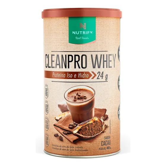 Nutrify CleanPro Whey Nutrify 450g - Proteína Pura para Força e Recuperação - Sabor Cacau