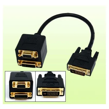 Qtqgoitem Dvi-i Macho Vga Hembra Conector Cable Divisor D15