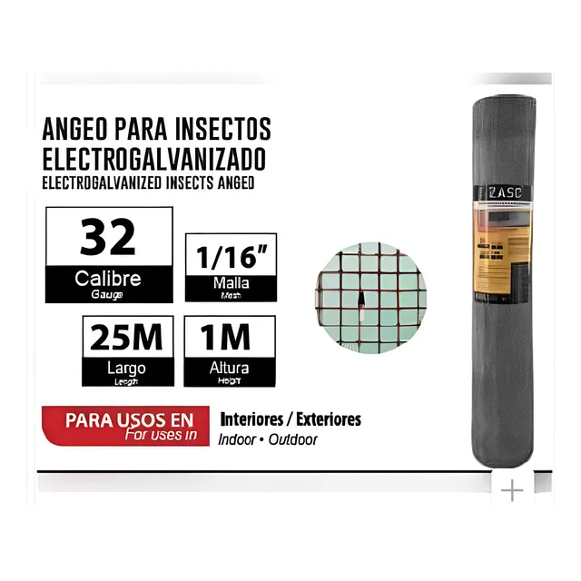 Malla Metálica Galvanizada Angeo - 32 Galgas 1x25m