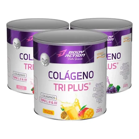 Kit 3x Colágeno Verisol Tri Plus Tipo 1, Tipo 2, Tipo 3 210g Variado