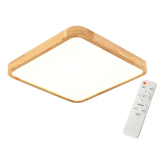 Panel Plafón Led Borde Madera Sobrepuesto Cuadrado 40cm 76w Estructura Marrón