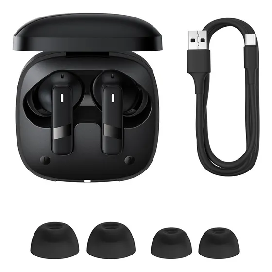 Auriculares baseus bowie E20 bluetooth 5.3 2 micrófonos cancelación de ruido color negro