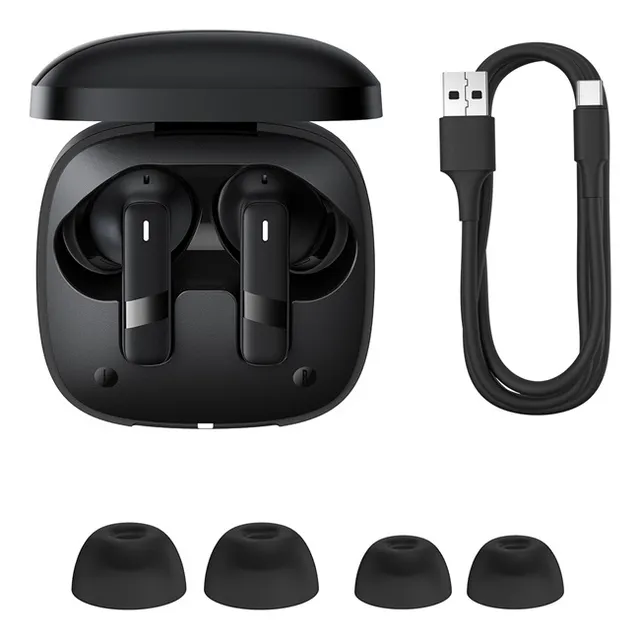 Auriculares baseus bowie E20 bluetooth 5.3 2 micrófonos cancelación de ruido color negro