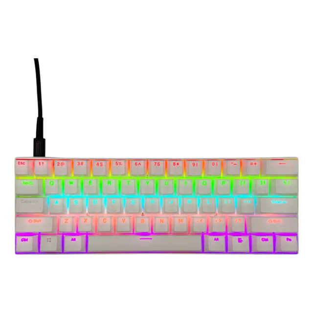 Teclado Mecánico 60% Color Blanco - Switch Azul Rgb