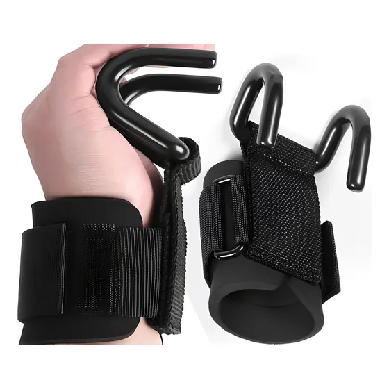 Strap Com Gancho Luva Garra Aço Musculação Academia Par