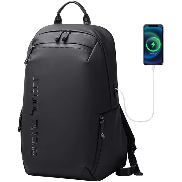 Mochila Portátil Moderna Impermeable De Viaje B00423 Color Negro Diseño de la tela Poliéster