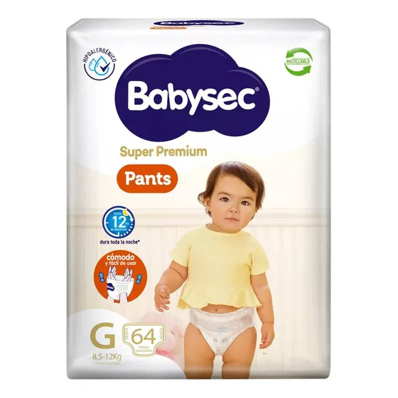 Babysec Pañales Super Premium Pants Talla G 64 Unid Grande (g) Niñas