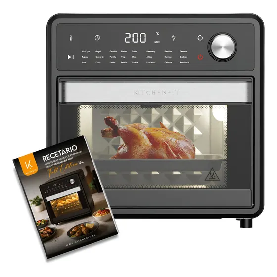 Horno Freidora De Aire Full Edition 24 En 1 - 15l Kitchen-it - Negro