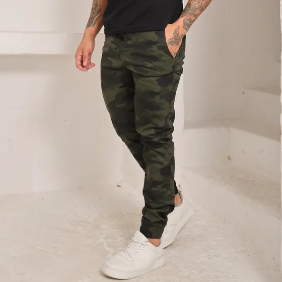 Calça Jeans Sarja Masculina Jogger Elástico Cintura E Barra