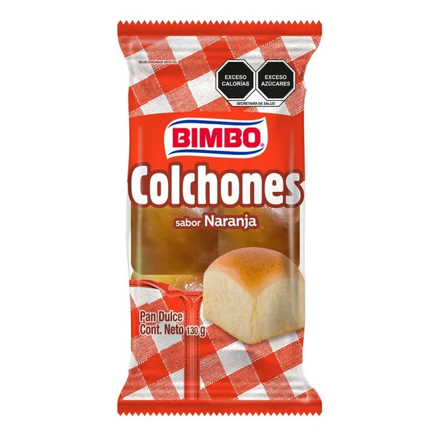 5 Pzs Bimbo Pan Dulce Colchones Sabor Naranja 130gr