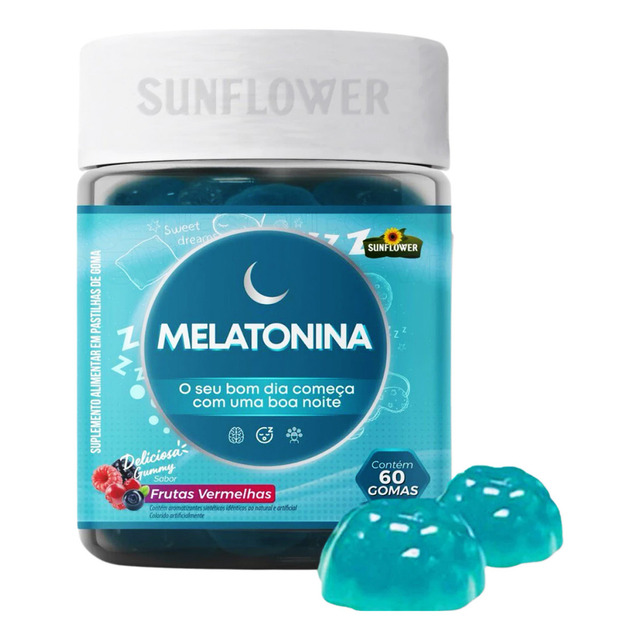 Melatonina Sunflower Sabor Frutas Vermelhas 60 Gomas Melatonina Sunflower Sabor Frutas Vermelhas 60 Gomas