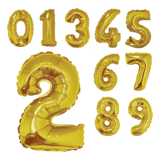 Globo Número 70 Cm Dorado Metálico Mylar Foil - 1 Unidad