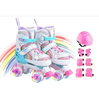Patines De Ruedas Rainbow Ajustables De 4 Ruedas Con Luz Patines De Ruedas Rainbow Ajustables De 4 Ruedas Con Luz
