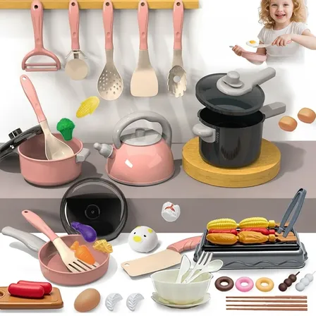 Kit Cozinha Brinquedo 59 Peças Infantil Pink