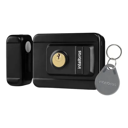 Fechadura Elétrica C/ Leitor Rfid Fx 3000 Mf Preta Intelbras Preto