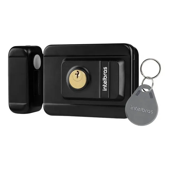 Fechadura Elétrica C/ Leitor Rfid Fx 3000 Mf Preta Intelbras Preto