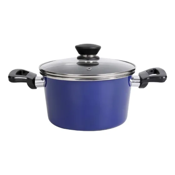 Cacerola 20cm C/tapa Vidrio En Acero Carbono Apta Inducción 