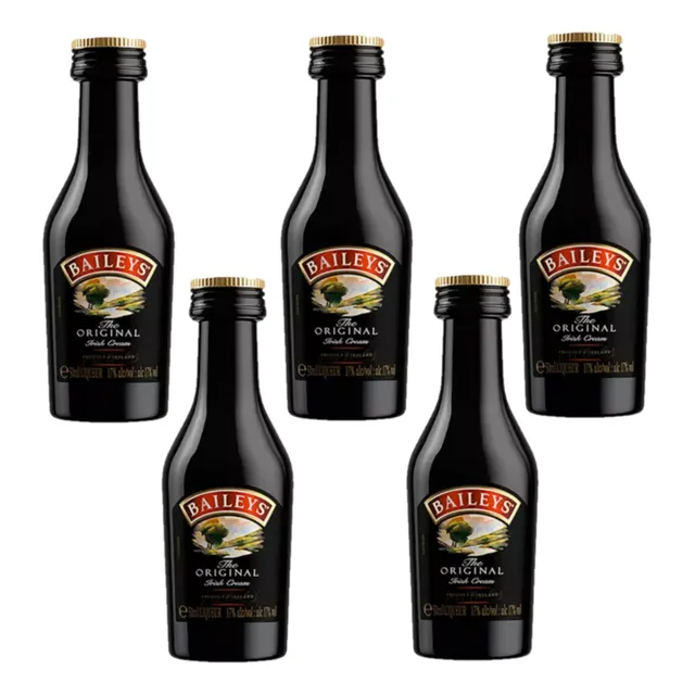 Combo 05 Mini Licor Fino Baileys 50ml Irish Cream