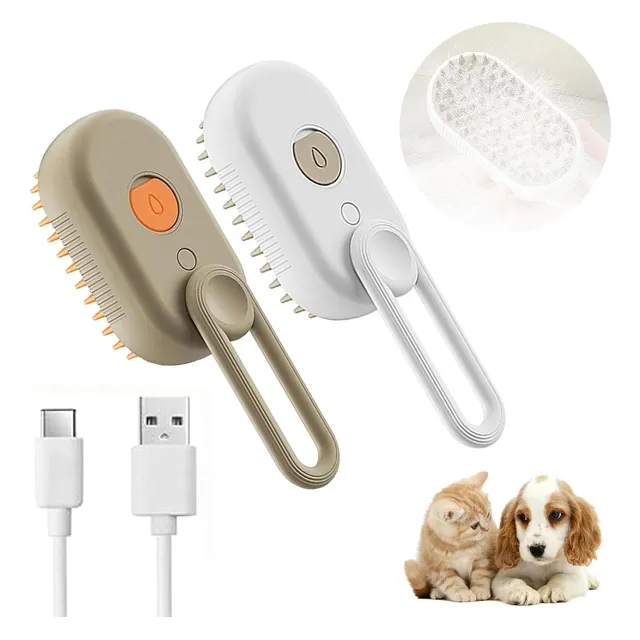 Pack X2 Cepillos Vapor Autolimpiante 3 En 1 Perros Y Gato