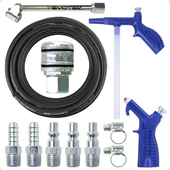 Kit Mangueira Compressor De Ar 1/4 Com Bico Encher Pneu Engate E Pinos