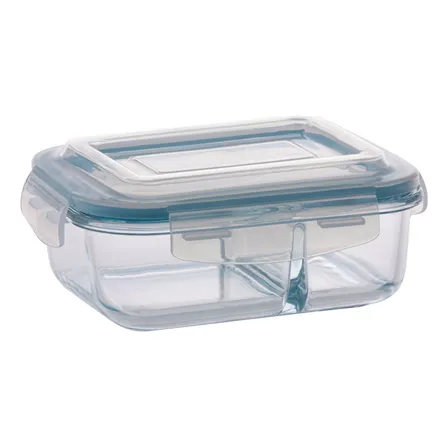 Pote 640ml Hermético Com Divisoria Marmita Alimentos Vidro