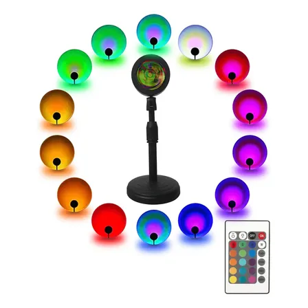 Lampara Velador Proyector Atardecer Rgb 360º SPICA SOL-20 Sunset Usb Control Color Negro