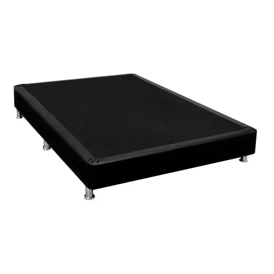 Base Cama Doble 2 Plazas Tipo Cuero Negro 150x190