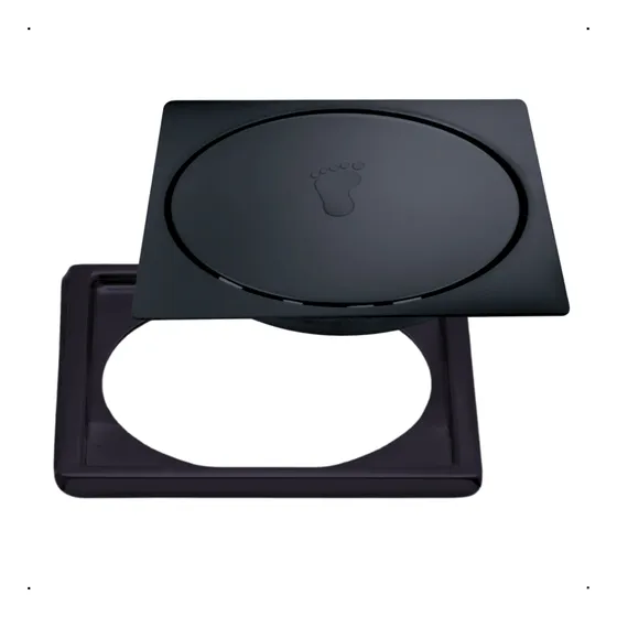 Ralo Click Com Porta Grelha 10x10 Inteligente Banheiro Preto