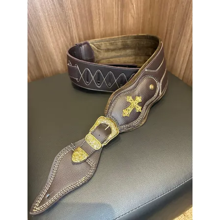 Correia Alça C/ Fivela E Cruz P/ Violao Guitarra Baixo Viola