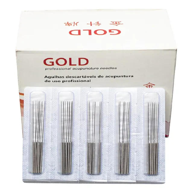 Agulha 25x30 Acupuntura Gold 1000 Un