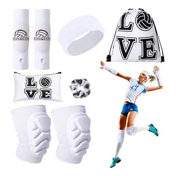 Conjunto De 8 Accesorios De Voleibol: Mangas, Rodilleras, Sc