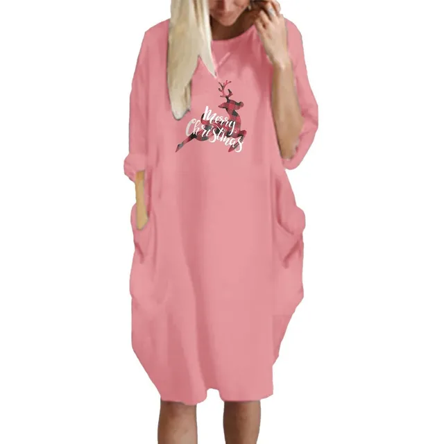 Vestido Navidad Para Mujer Tops Manga Larga Jersey Estampado